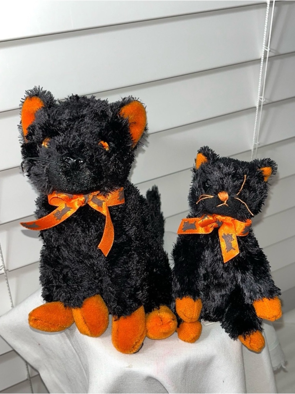 Black & Orange Halloween Plush Cats (Pair)